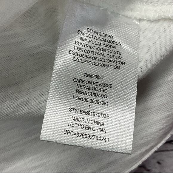 Democracy Boho Top Women's Size L Cream Eyelet Accent Coastal Back Tassel Tie - Picture 4 of 10